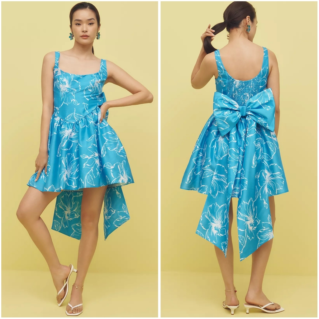Anthropologie Hutch Sleeveless Back Bow Basque-Waist Mini Dress Medium Nwt